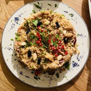 This recipe is made with whole basmati rice, chicken,almonds and more..