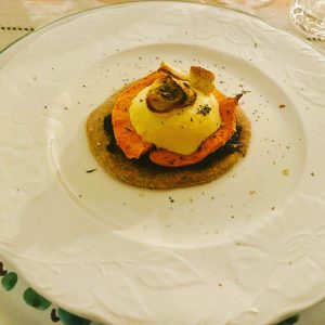 Open pancake with spinach cream…